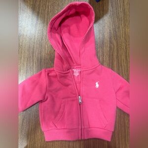 Ralph Lauren Baby Girl Size 3 months Vibrant Pink Zipper Hoodie